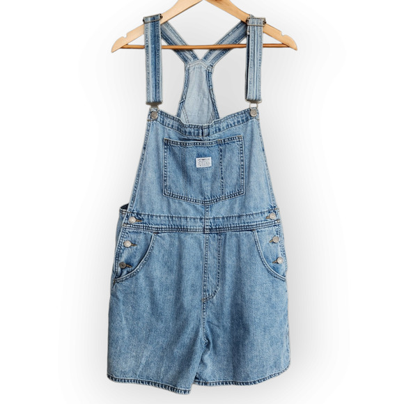 Levi's Pants - Levi's Blue Light Wash Denim Overall Shorts L